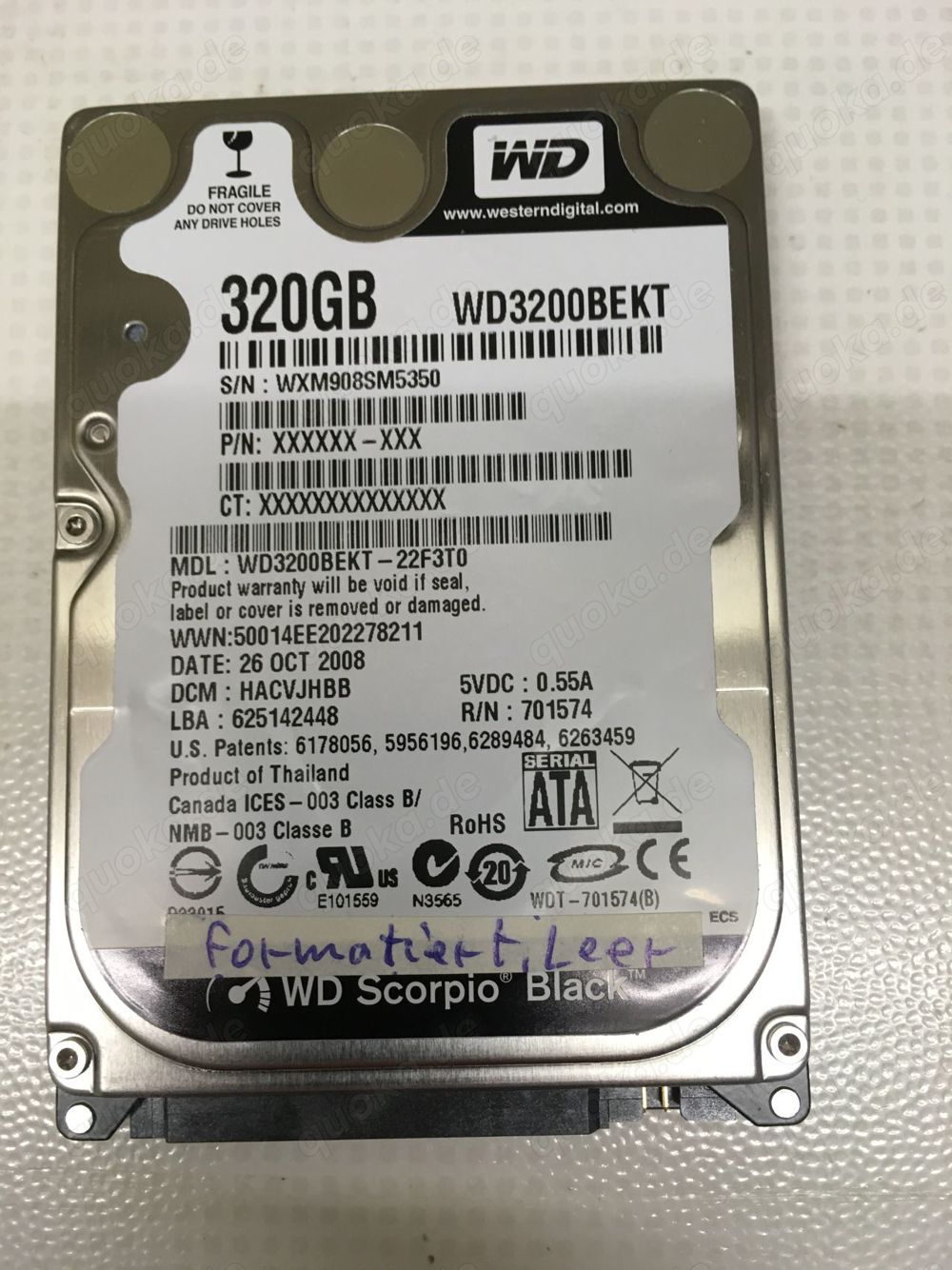 Notebook-HDD Western Digital WD3200BEKT Scorpio Black 320GB