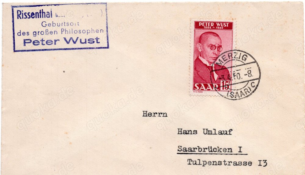 (0021) Umschlag mit Saarland Nr. 290 (Ersttag) (0021) Umschlag mit Saarland Nr. 290 (Ersttag)