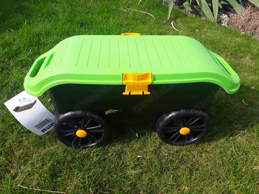 Gartenrollsitz Hocker mit Aufbewahrungsbox und Kniekissen, NEU