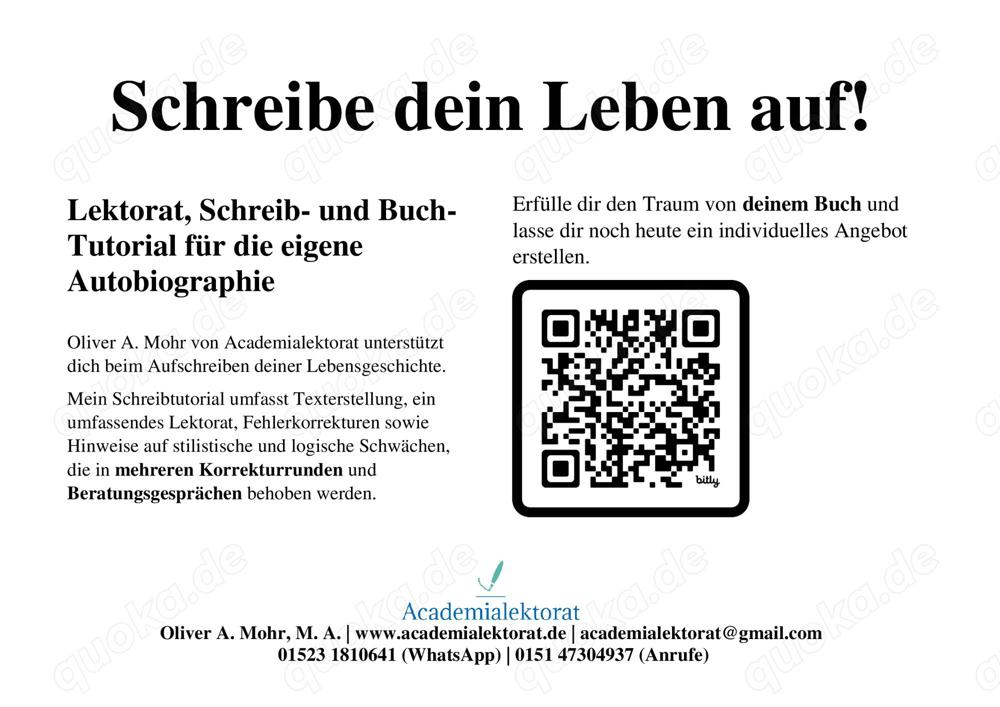 Lektorat, Schreib- und Buch-Tutorial für die eigene Autobiographie