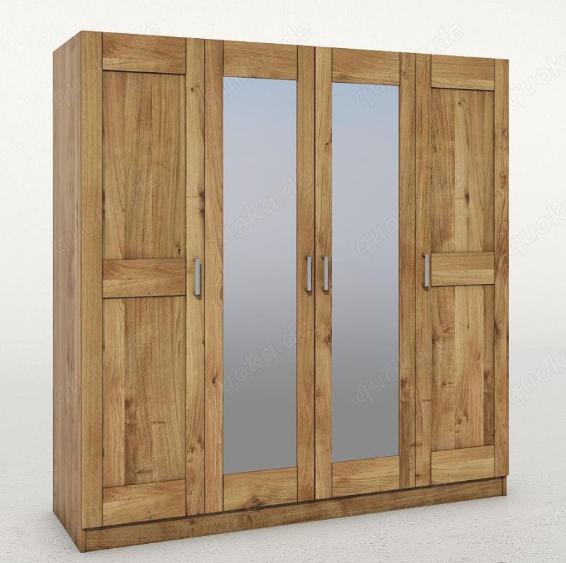 Kleiderschrank 4trg. Spiegel Tobi 4S Wildeiche teilmassiv