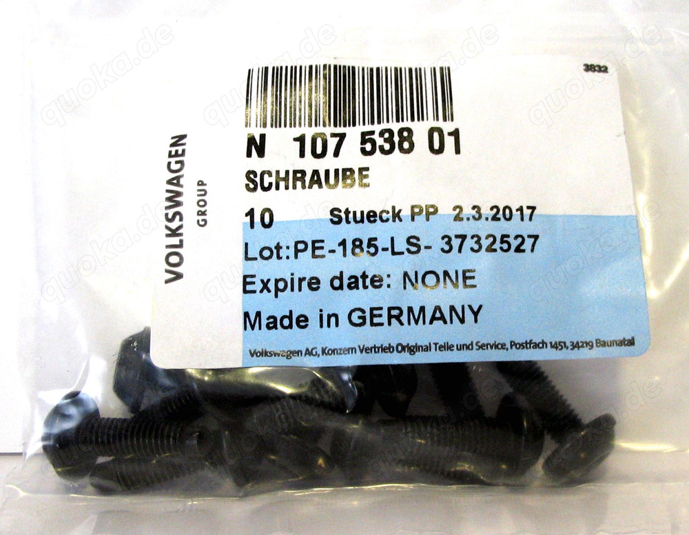 10 Stück - Original VW Schrauben N10753801   N 107 538 01 - Neu + OVP