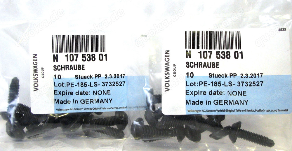 20 Stück - Original VW Schrauben N10753801   N 107 538 01 - Neu + OVP