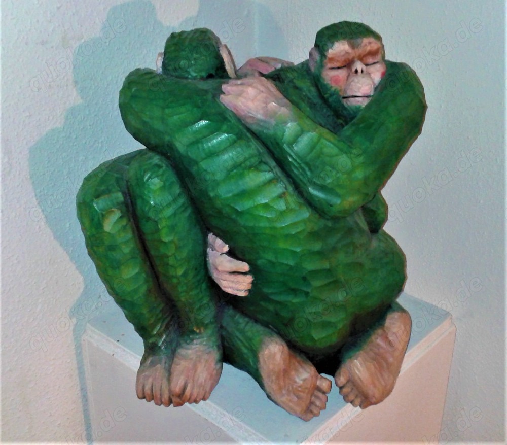 Holzskulptur "Affen" - Holzplastik - Statue