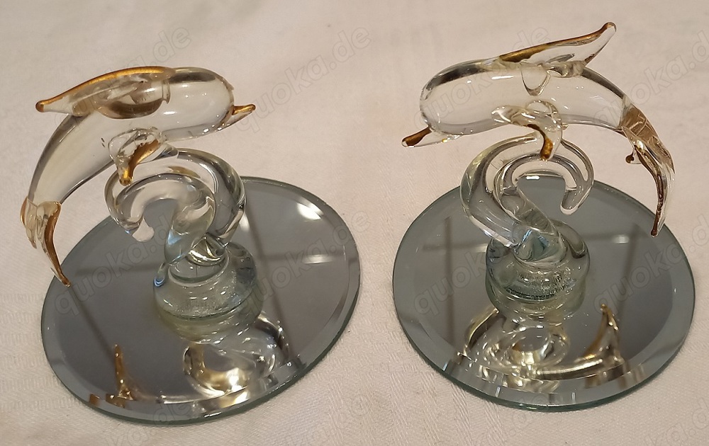   Dekoration, Sammeln, 2 Glas-Delfine  