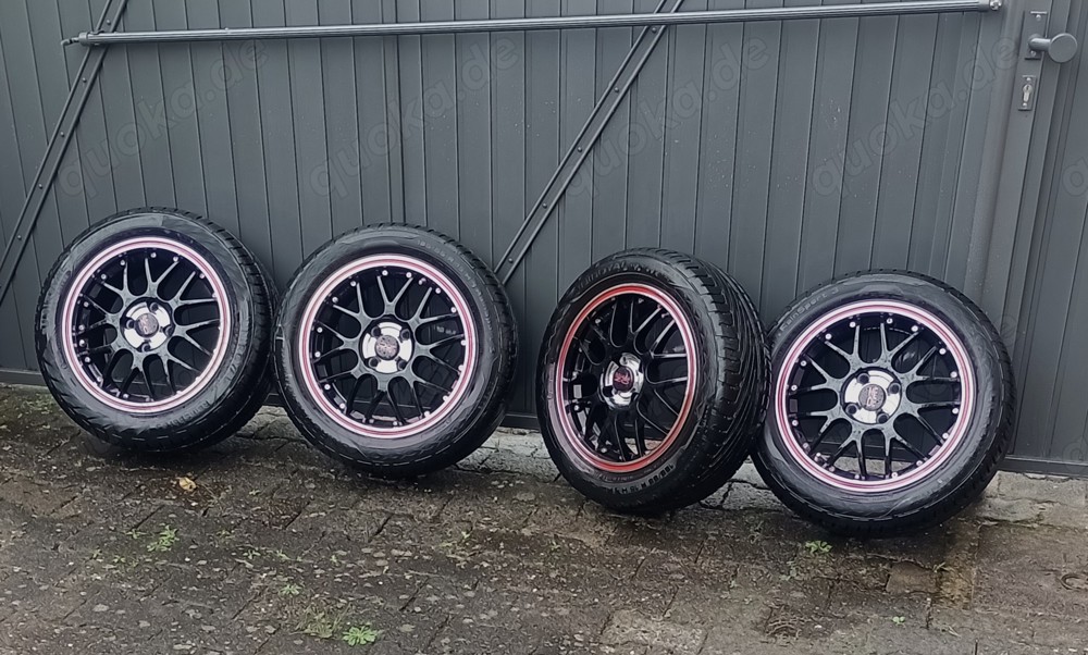 Opel Corsa Sommerreifen Platin Germany Alu Sport Felgen 6Jx15H Schwarz Rot Sommer