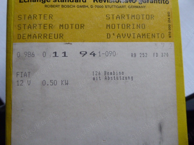 Magneti Marelli B76 0,5 12S,0986011941,0986011901 Bosch Anlasser