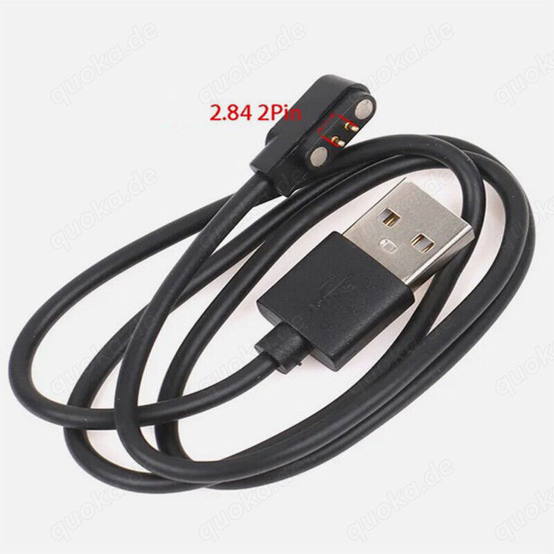Neue 2-Pin Universal USB Daten Ladekabel Magnetisches für Smart Watch 2,84 mm schwarz 