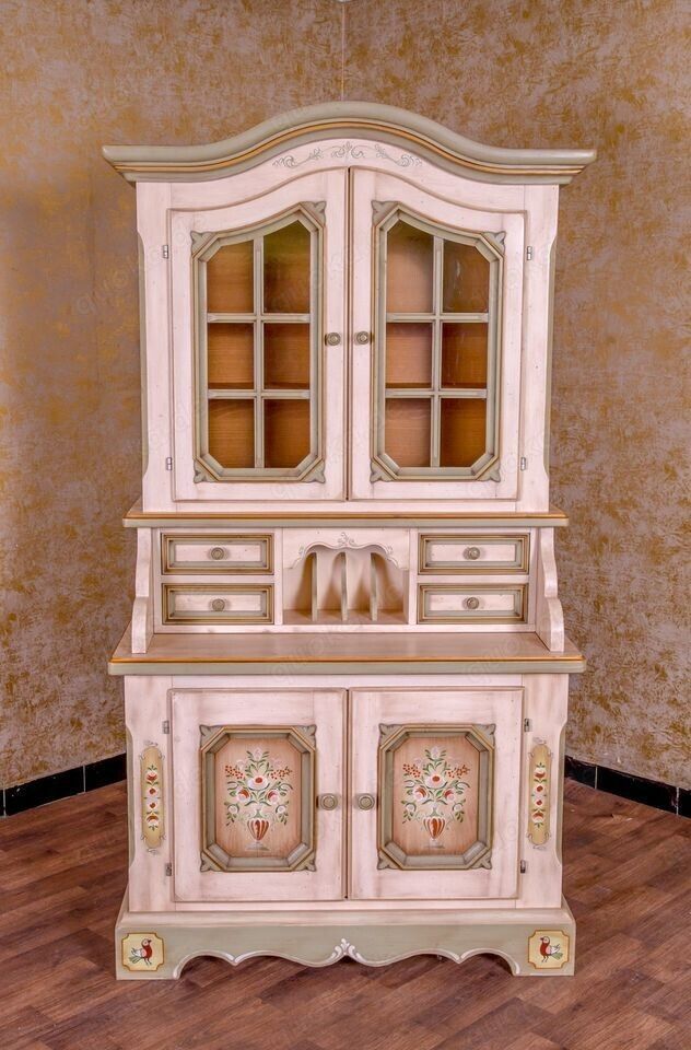 Voglauer Vitrinenschrank Sekretär Bauernschrank Altweiß 