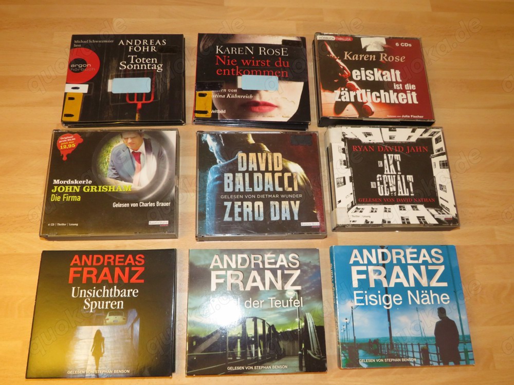 9x Hörbücher CD Krimi Thriller Baldacci Franz Grisham Rose 9x Hörbücher CD Krimi Thriller Baldacci Franz Grisham Rose