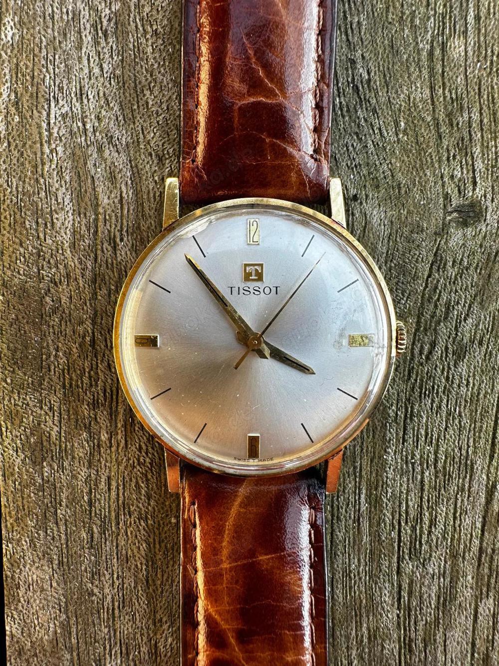 Tissot Armbanduhr Handaufzug 750er Gelbgold 34mm voll funktionsfähig