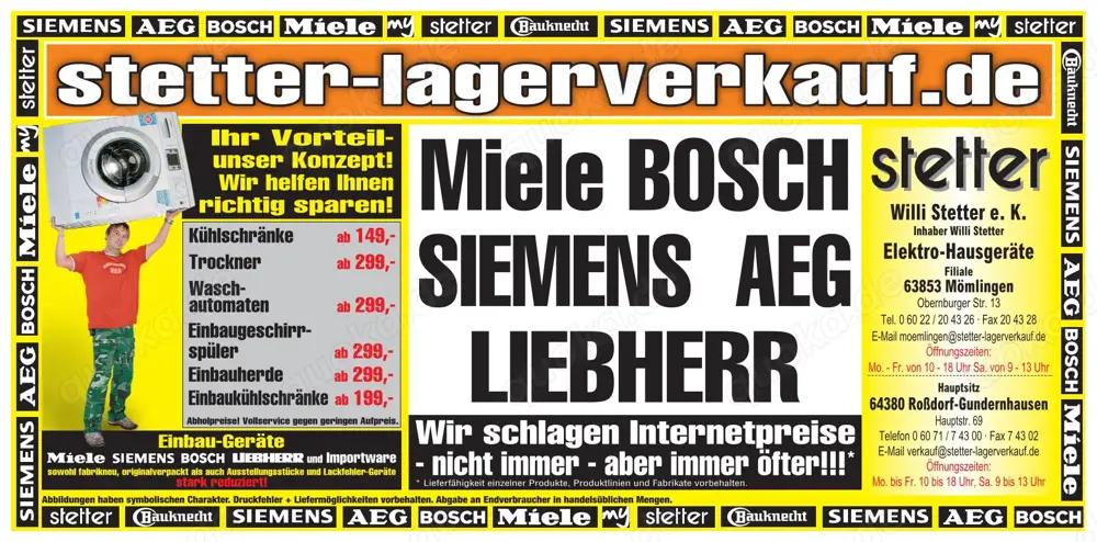 Haushaltsgeräte bei Lagerverkauf Stetter 