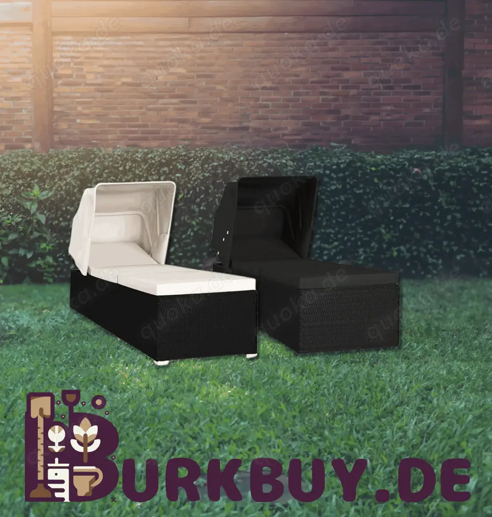 Sonnenliege mit Sonnenschutz und Auflage (Verschiedene Farben)