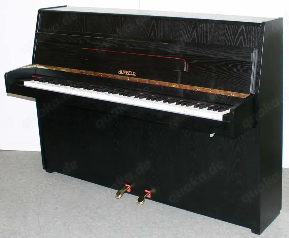 Klavier Hupfeld 108, Eiche schwarz satiniert, Baujahr 1979, 5 Jahre Garantie