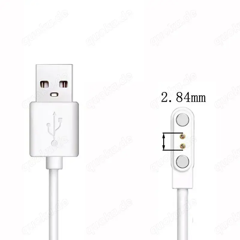 Neue 2-Pin Universal USB Daten Ladekabel Magnetisches für Smart Watch 2,84 mm weiß