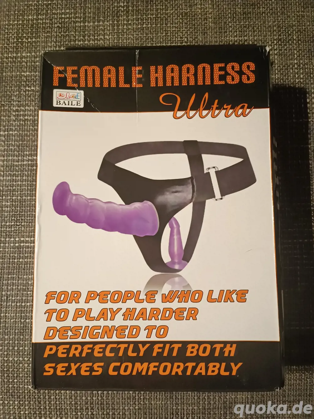 Double Strap On Purple, Doppelter Umschnalldildo mit Außen- und Innendildo, neu