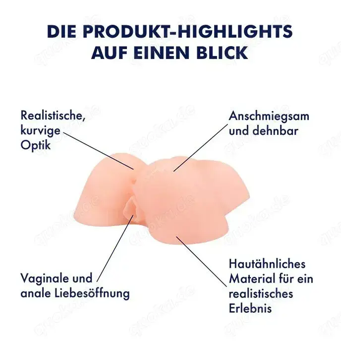 Torso Masturbator mit 2 Öffnungen, 19,5 cm für Mann Torso Masturbator mit 2 Öffnungen, 19,5 cm für Mann