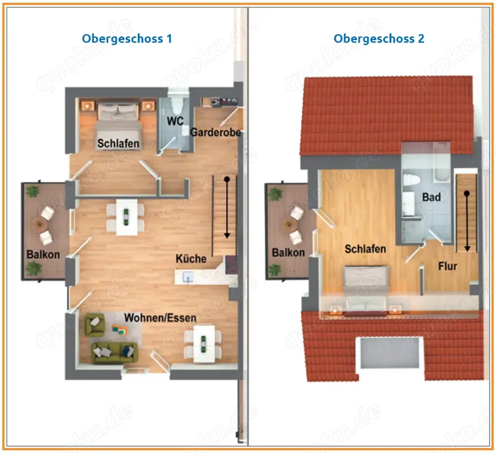3,5-Zi.-Maisonette-Wohnung (103 m ) mit 2 Balkonen, Tageslichtbad & Keller in 73117 Wangen bei Göp