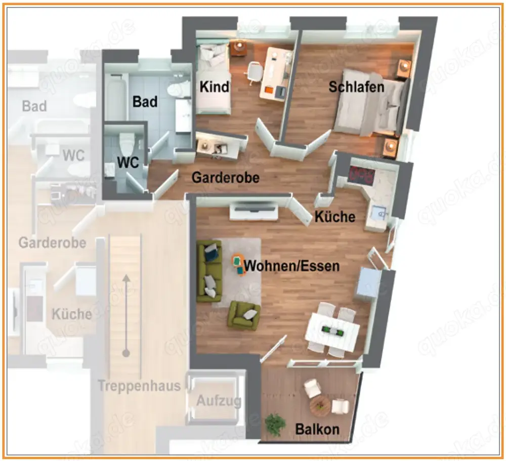 3,5-Zimmer-Wohnung (71 m ) mit Balkon, Tageslichtbad, 2 WC & Keller in 73117 Wangen bei Göppingen 