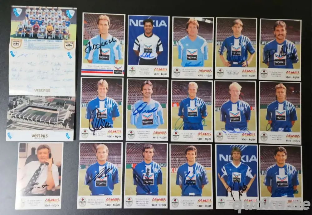 VFL BOCHUM Fans! 17teiliges AUTOGRAMMKARTEN SET (handsigniert) über 30 Jahre alt