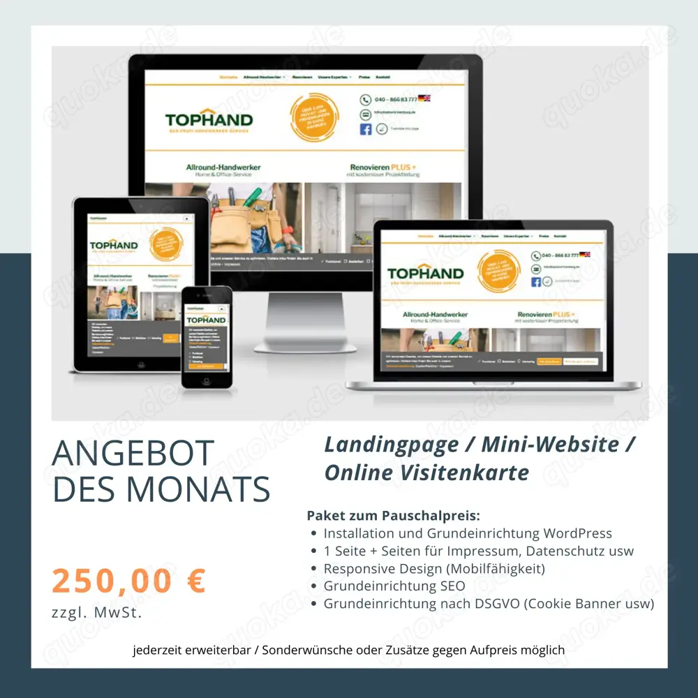 Individuelle Landingpage   Mini-Website   WordPress