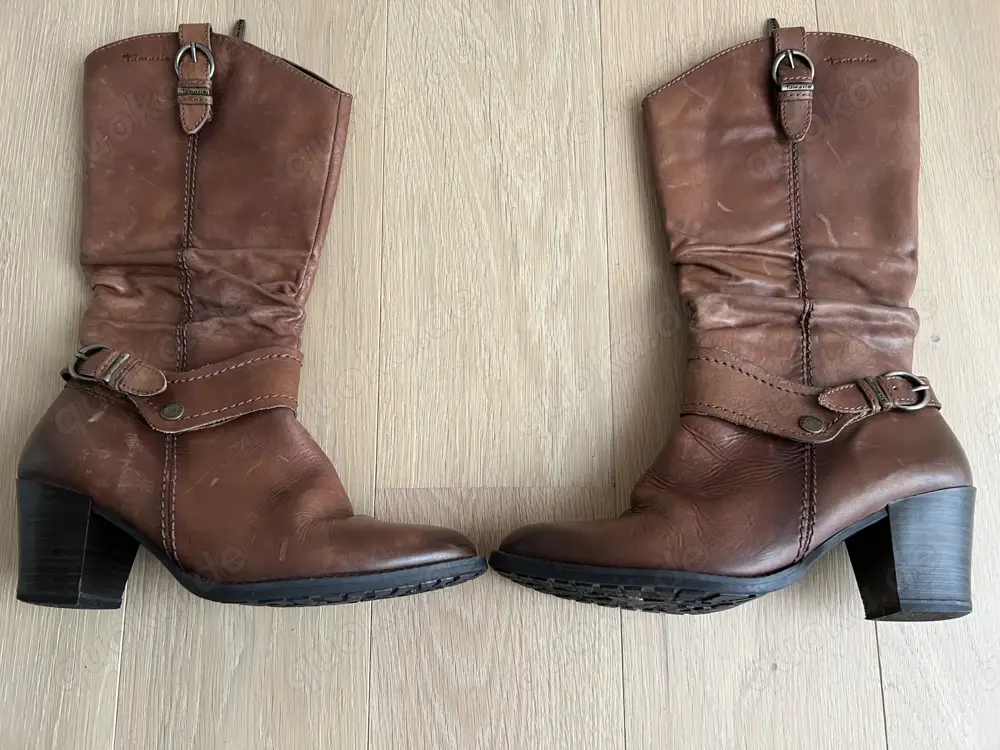 Tamaris Leder Stiefel Cognac Größe 37 Neuwertig