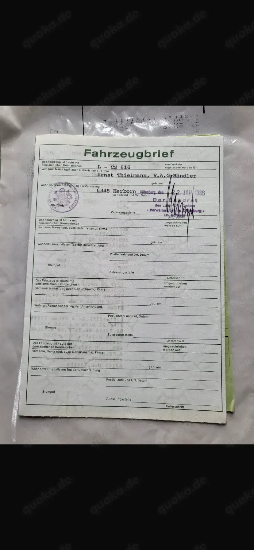 Porsche 911 KFZ Brief SUCHE 911 SC 964 901 993 G 930 F S E L