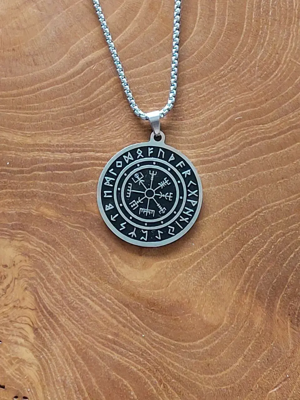 Edelstahl Halskette mit Wikinger Anhänger "Vegvisir"