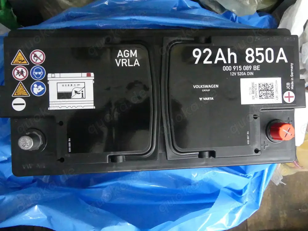 AGM Batterie neu 92Ah 520A für VW-Fahrzeuge 000 915 089BE