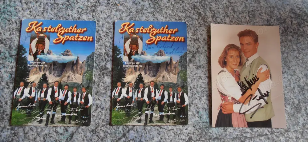 ORIGINAL Autogrammkarten von den KASTELRUTHER SPATZEN, Stefan Mross & Stefanie Hertel, 1a Zustand