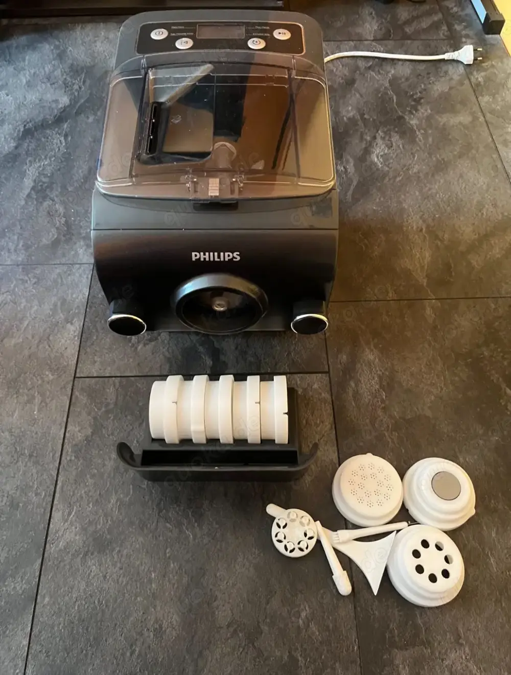 Philips Pastamaker vollautomatisch, Wiegefunktion, 8 Formaufsätze, grau schwarz (HR2382)