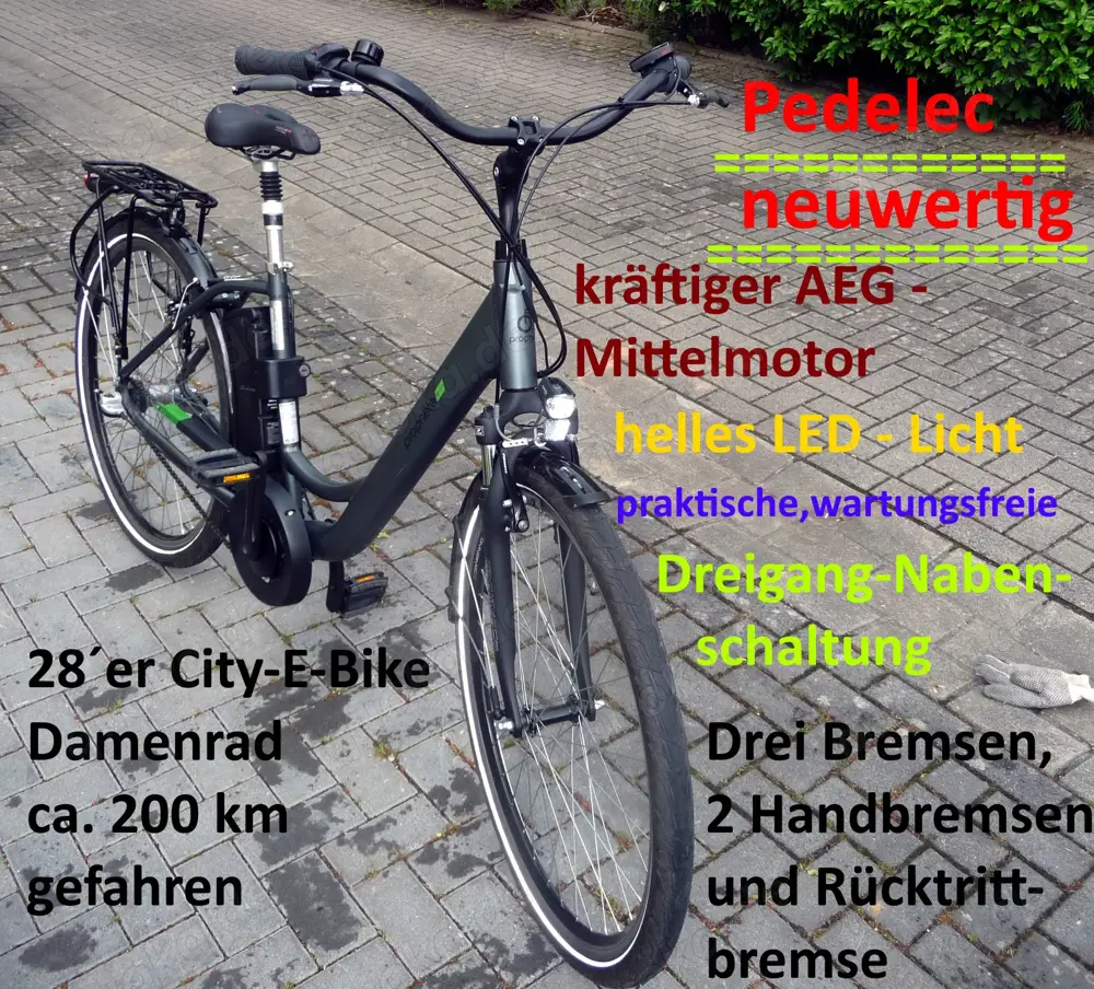 E-Bike,Pedelec,28 er Damenrad,Mittelmotor,Dreigang-Nabe,NEUWERTIG                              