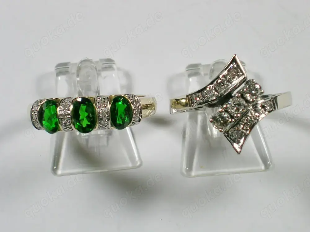 2x Ring Größe 19 - 60 585 Gold Brillanten Chromdiopsid ab 390,-