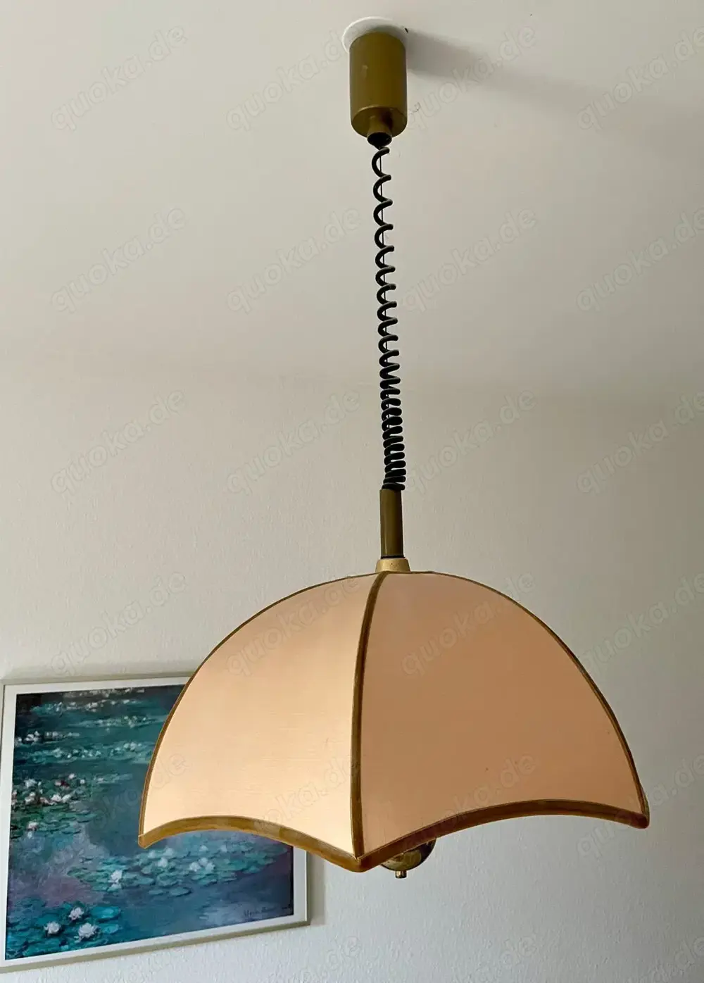 Hängeleuchte Schlafzimmerlampe Vintage Samt beige