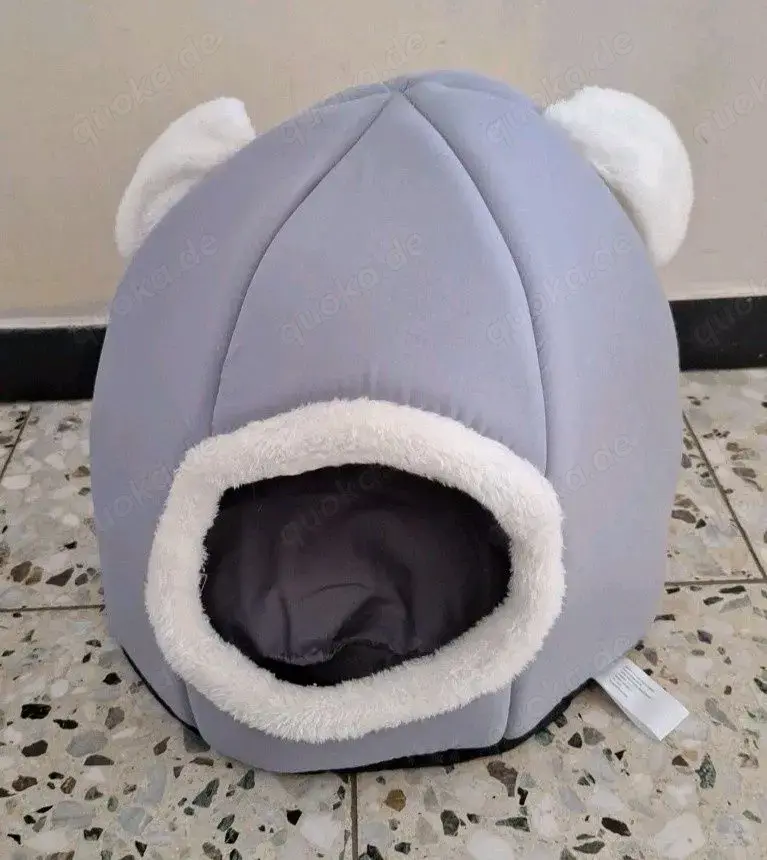 Katzenkorb Katzenbett mit Kissen, grau weich ca. 3
