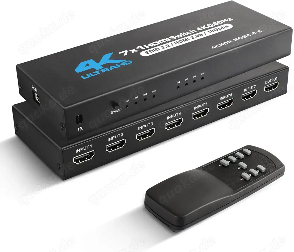 HDMI 2.0 Switch 7x1 4K@60Hz Dolby DTS HDR Fernbedienung schwarz