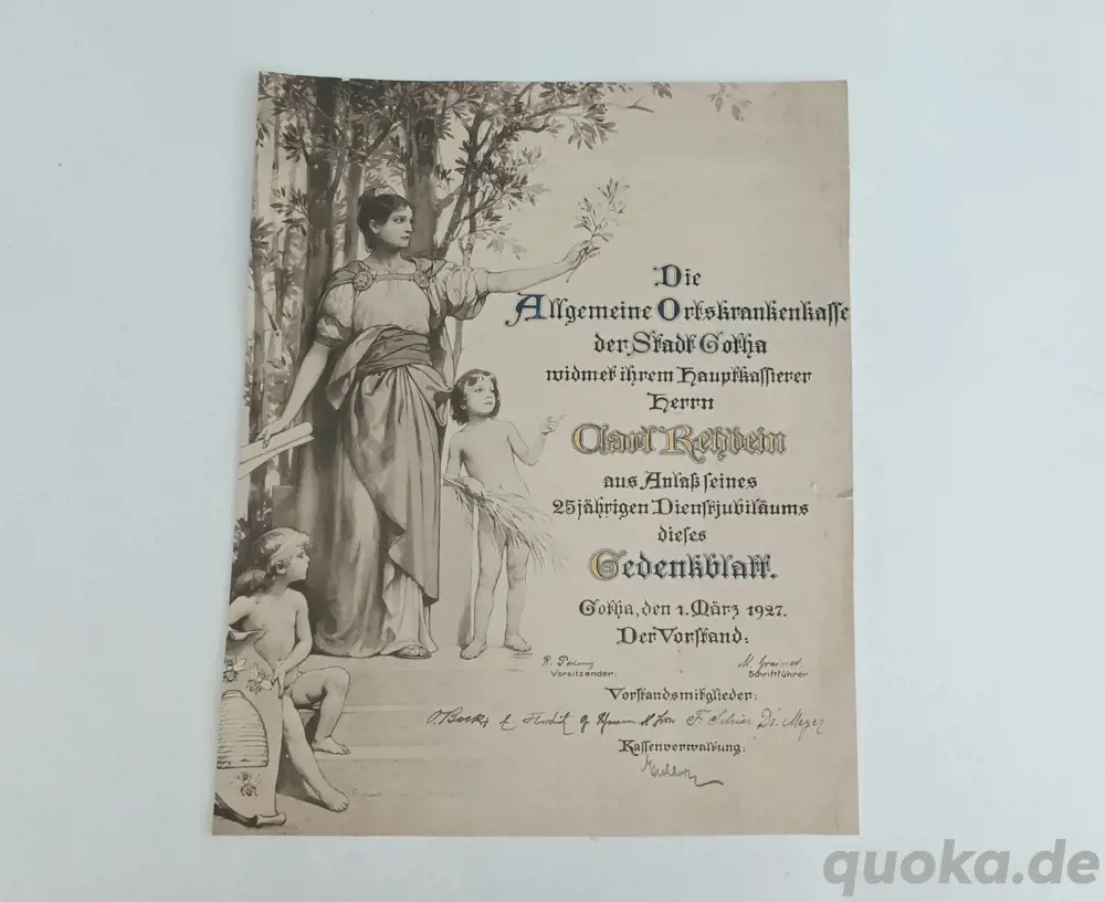 Künstlerisch gestaltete Urkunde von 1927
