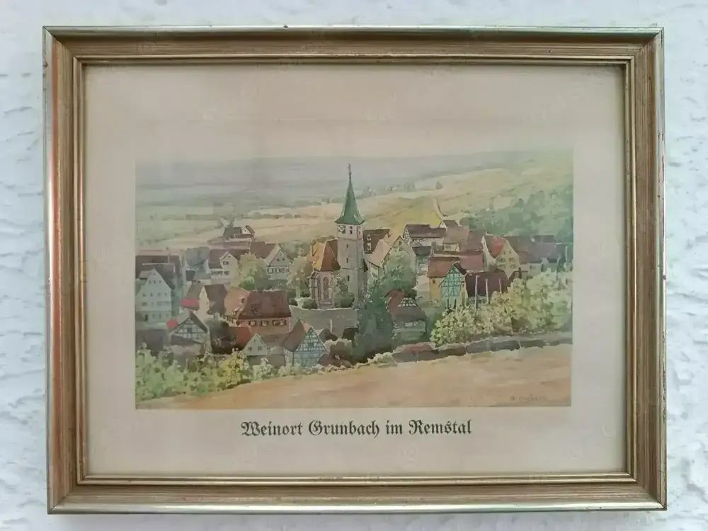Zeichnung  aus dem Weinort Remstal  Grunbach