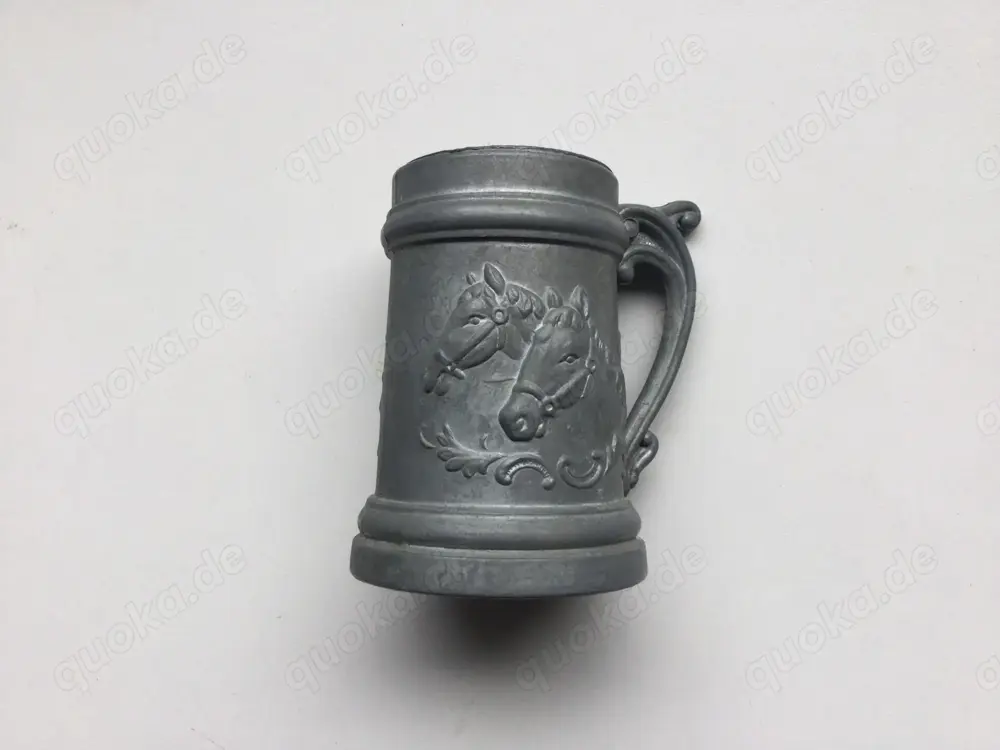 Zink Krug Vintage 60er Jahre mit Pferde Motiv 
