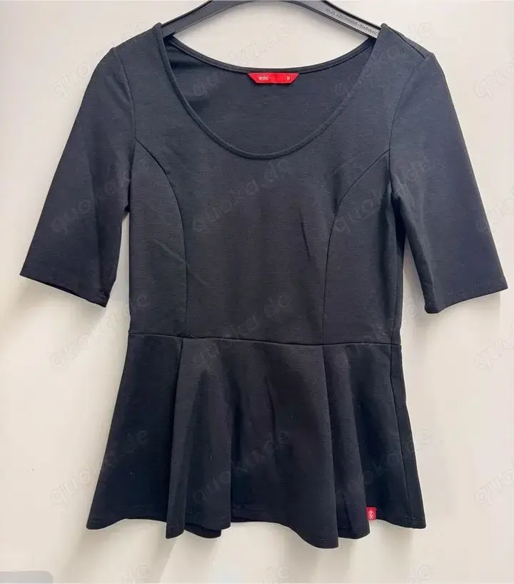 edc Shirt Bluse Schößchen Größe M schwarz
