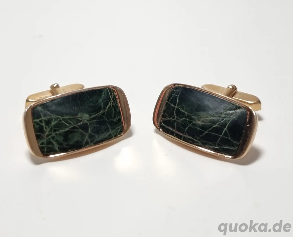 Manschettenknöpfe | vergoldet | Nachlass | Schmuck  | Kroko Leder