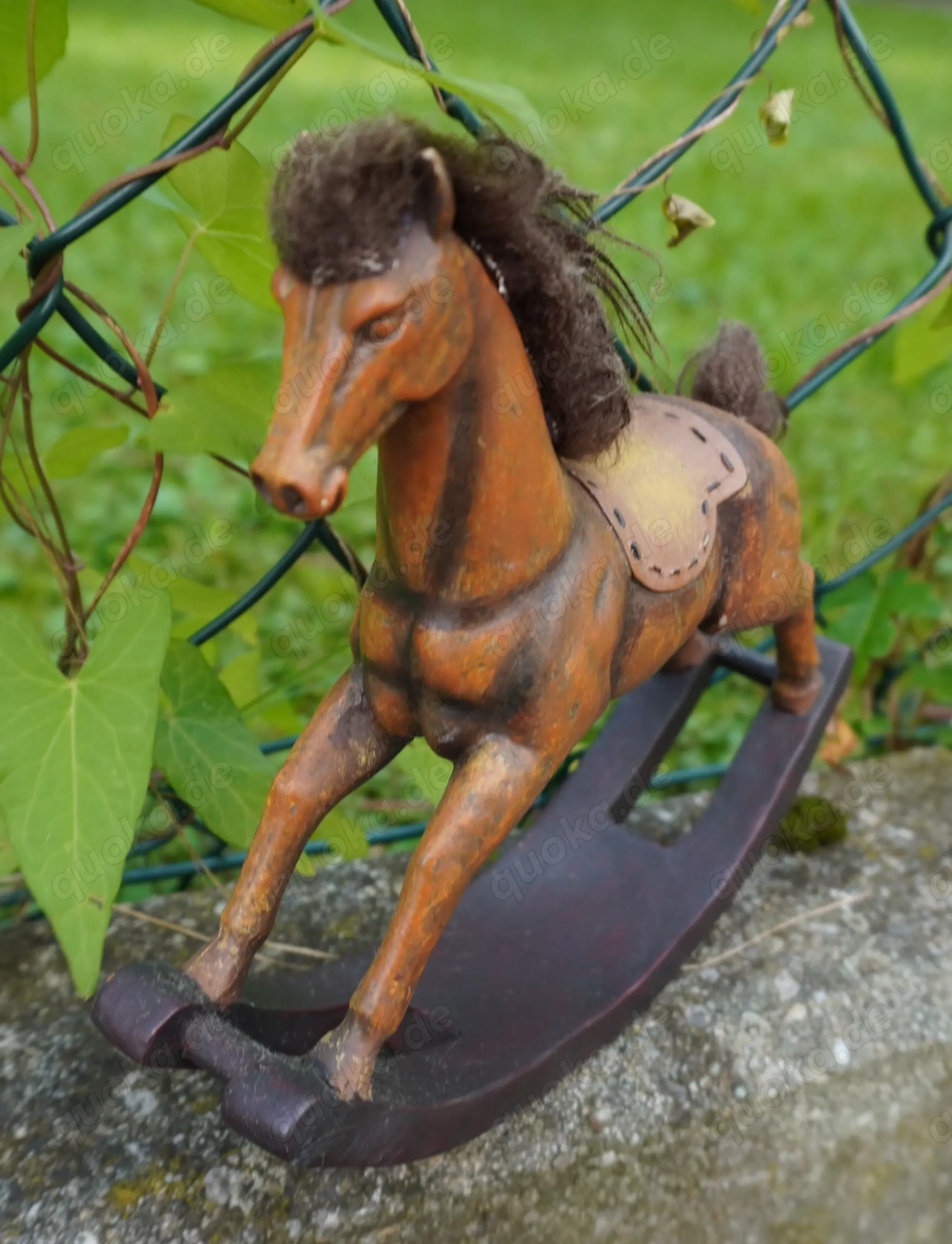 Antikes Kleines Schaukelpferdchen Holz - Schaukelpferd Miniatur Puppenstube