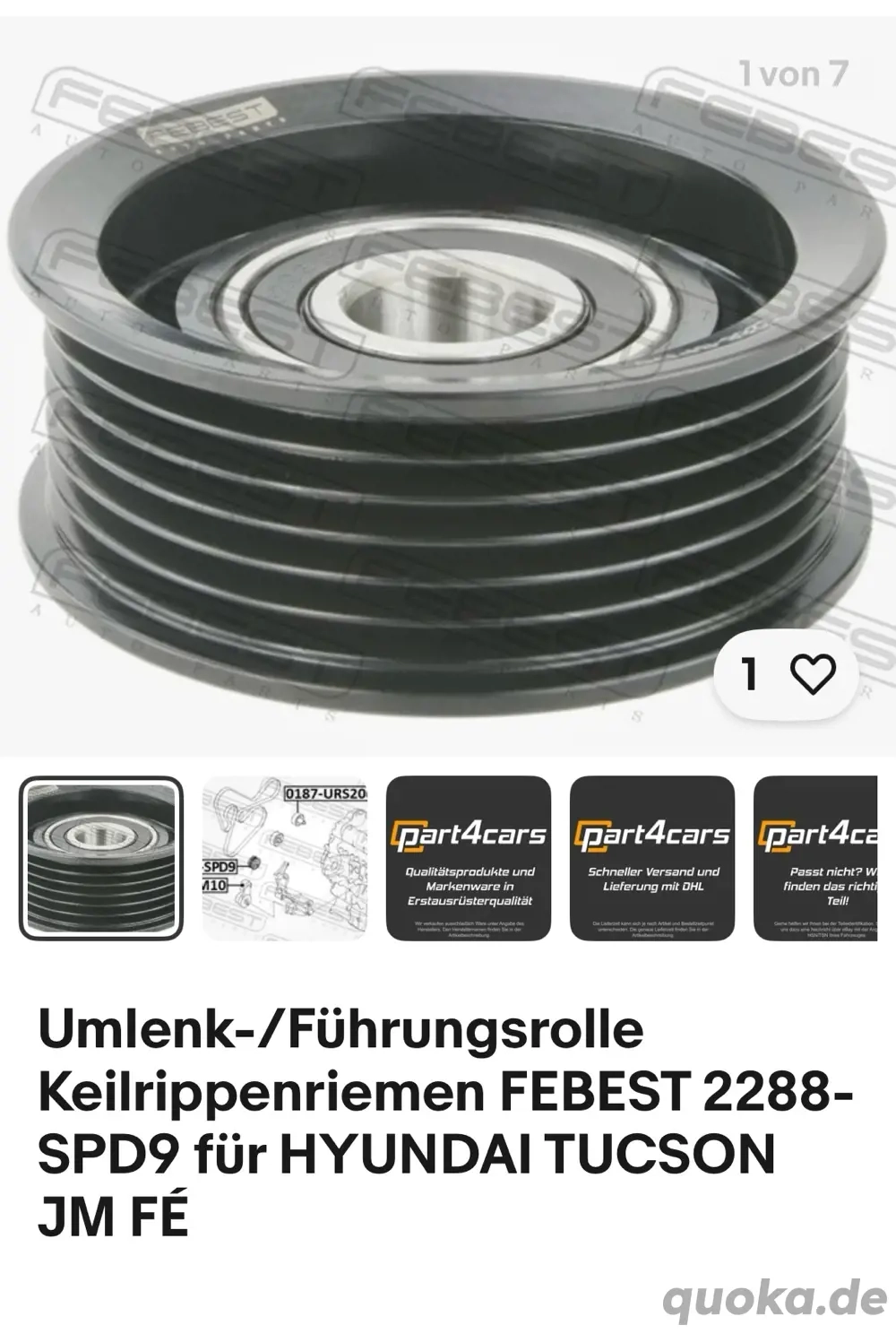Umlenk- Führungsrolle Keilrippenriemen KIA -HYUNDAI MEHR. MOD NEU