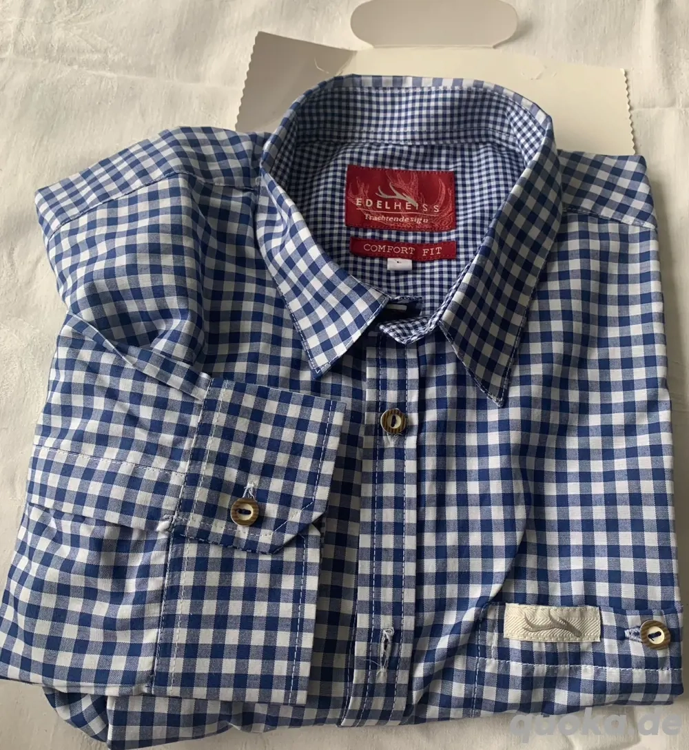 Herren Trachtenhemd blau-kariert