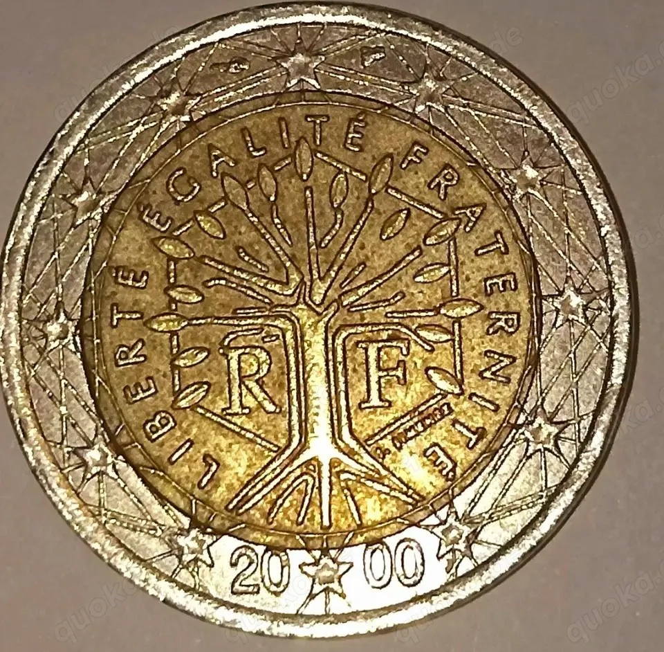 2   Münze, Frankreich 2000 Liberte Egalite Fraternite,  Lebensbaum
