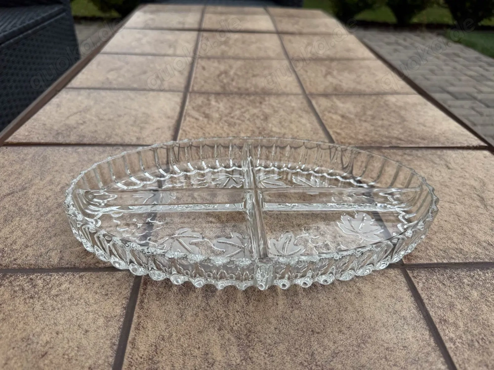 Präsentative Vintage Glasschale oval