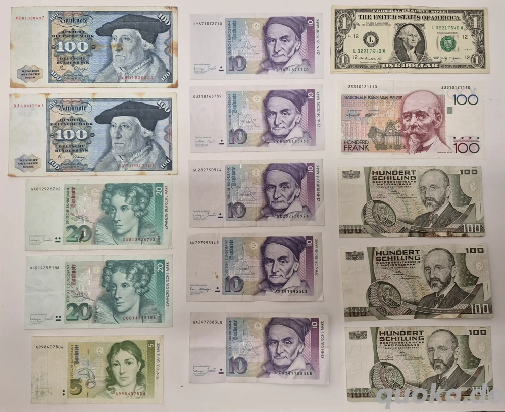 Sammlungsauflösung DM Scheine, Schilling, Franken, Dollar