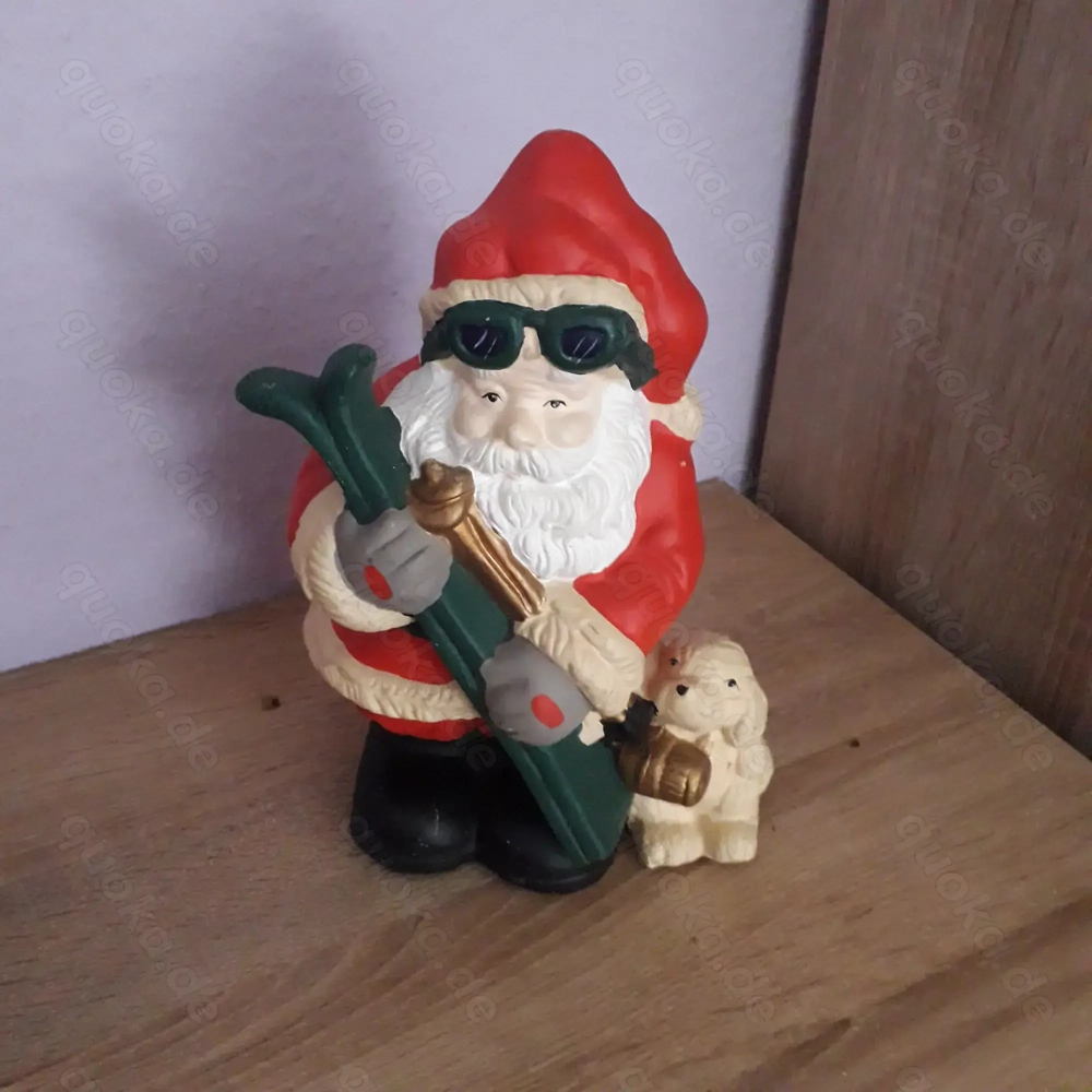 Weihnachtsmann mit Hund Keramik  