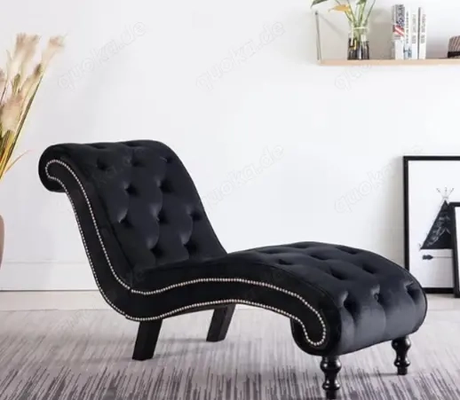 Edles Recamiere   Sofa in Samt-Schwarz - neuwertig!