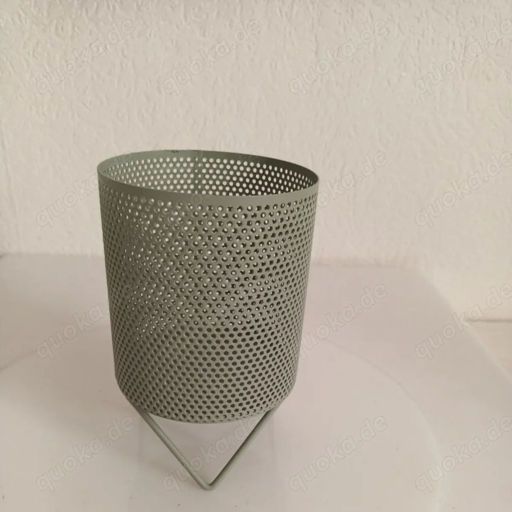 Teelichthalter Windlicht Metall grün Höhe ca. 13cm
